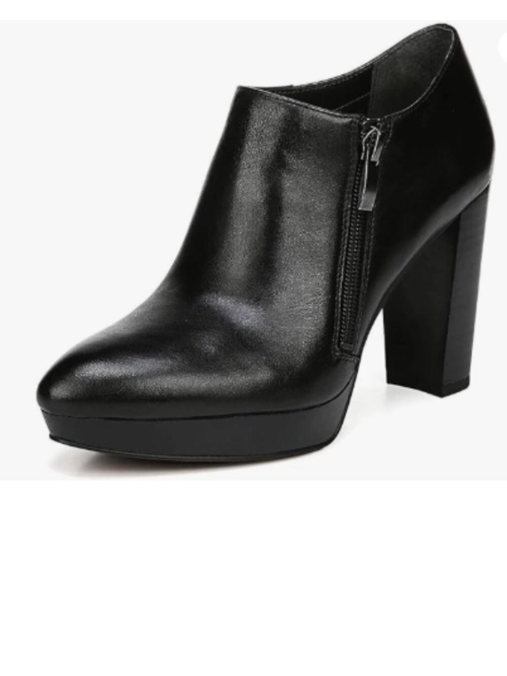 XYD Black Chunky High Heel Platform Ankle Boots Pointy Toe Side Zipper Bootie